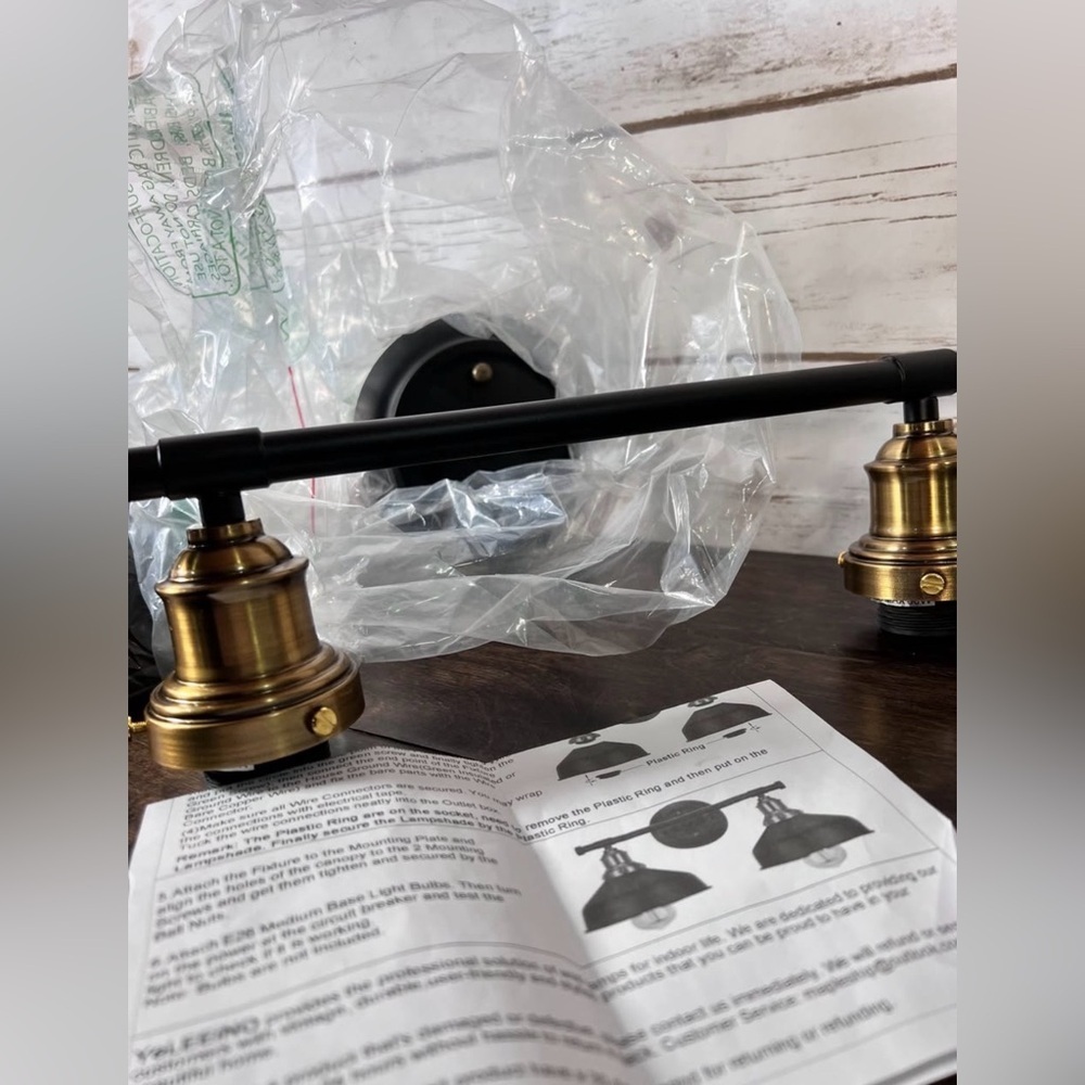 Yeleeino Wall Light Brass and Black Domes CCWL014